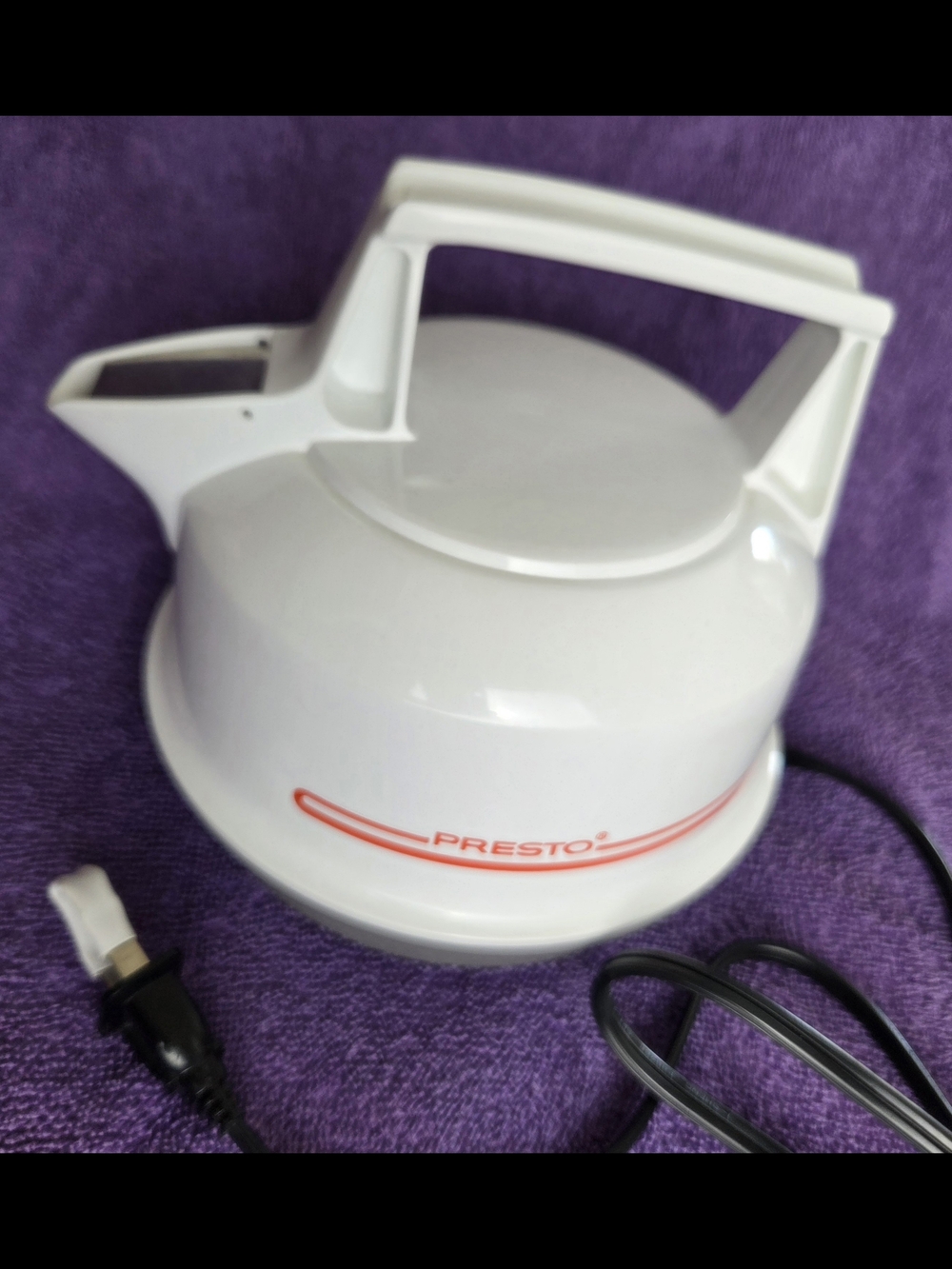 Vintage Presto Electric 1 Quart Corded Kettle - White with Red Accent